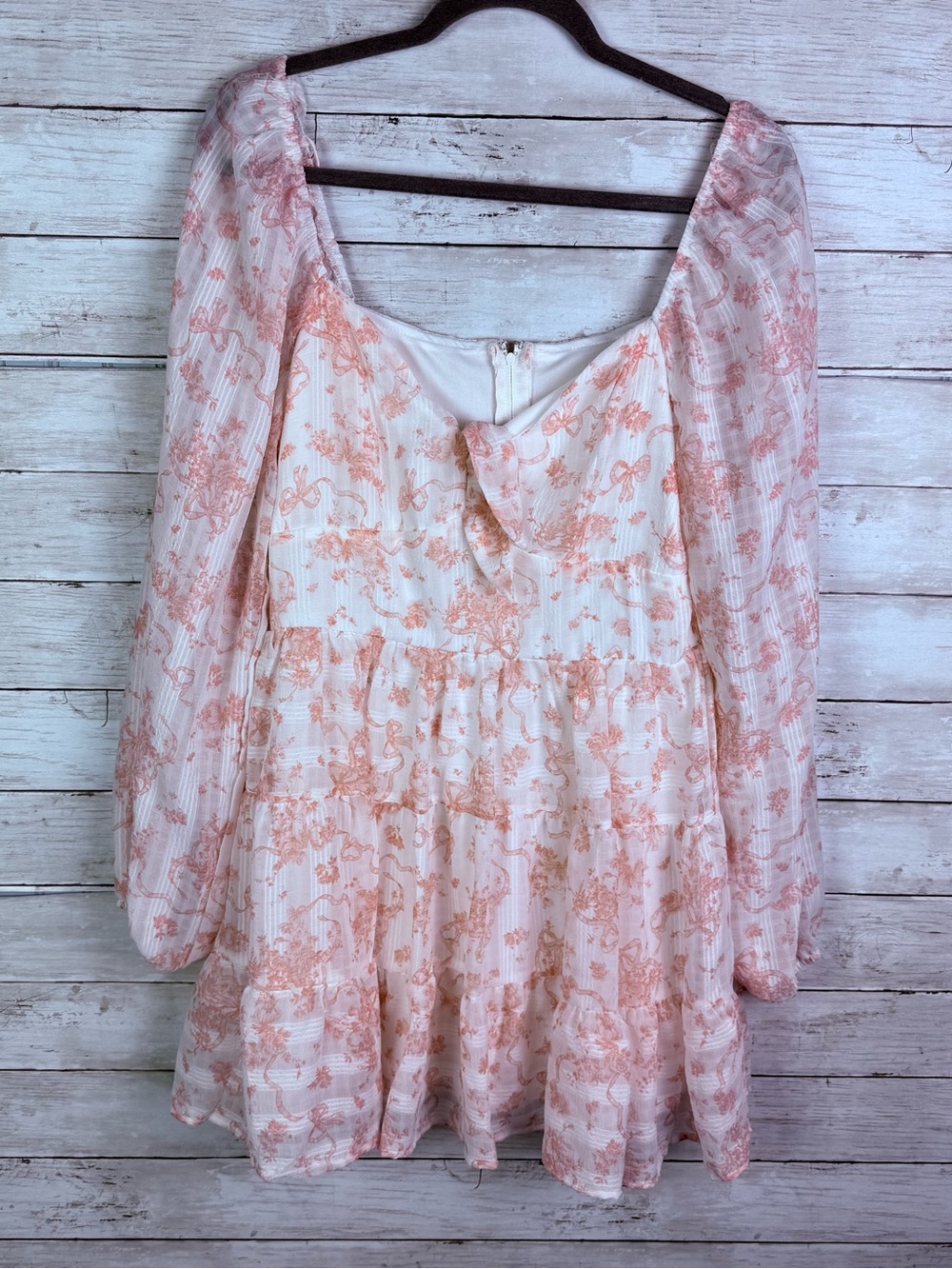 Altar’d State Peach Floral Long Sleeve Mini Dress